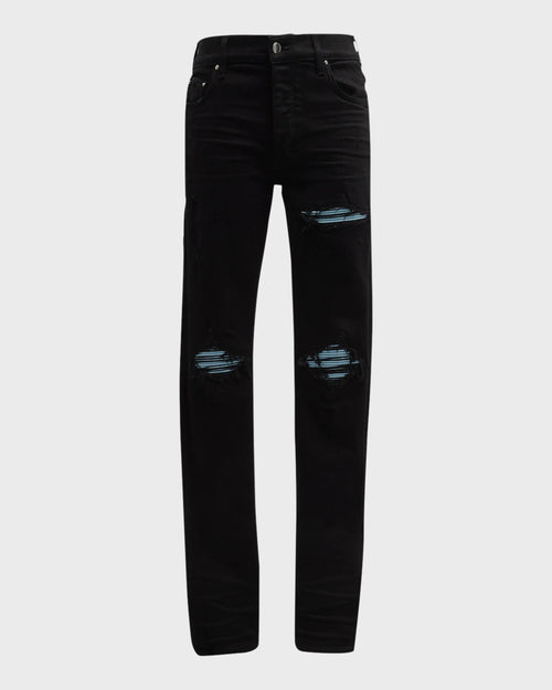 Amiri Men's MX1 Suede-Patch Skinny Jeans Enforce Records